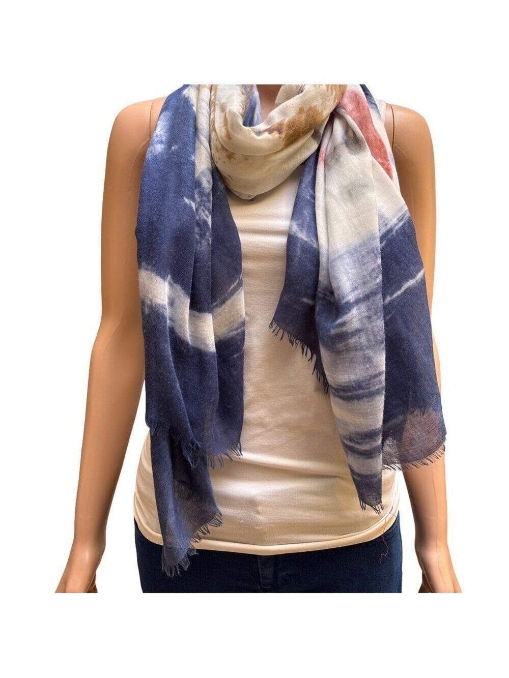 Pretty Persuasions Navy and Cream Scarf